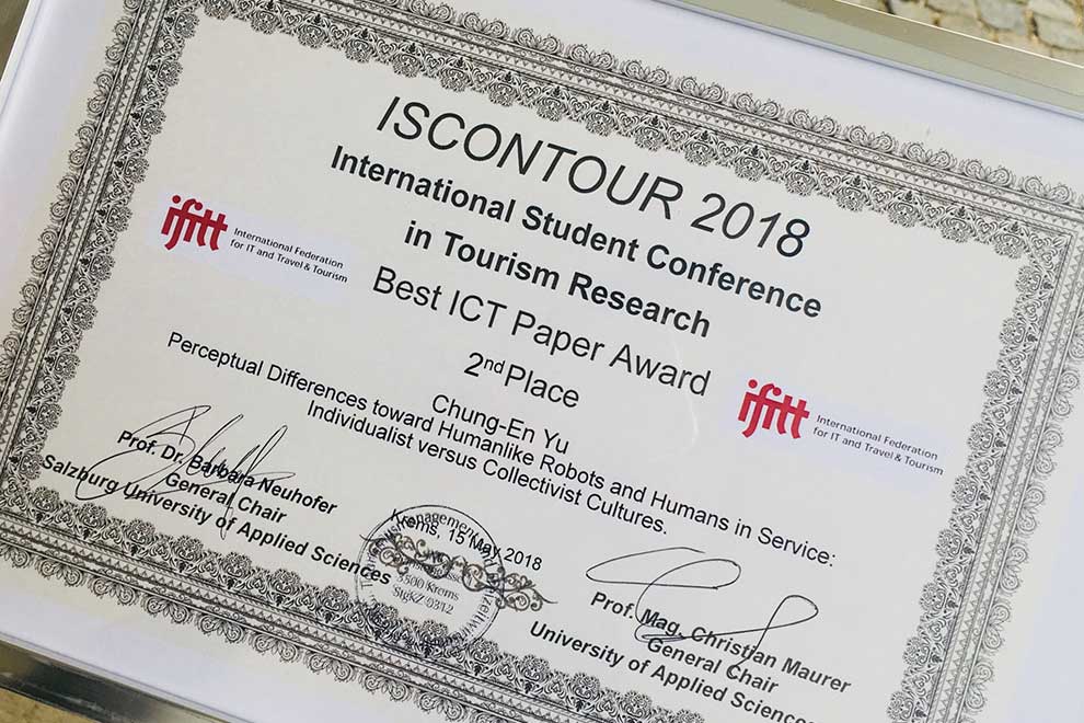 Academic paper by IFT student wins award at international conference ...